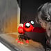 Steel Red Ant Figurine with Solar Powered LED Lights for Yard