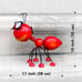 Steel Red Ant Figurine with Solar Powered LED Lights for Yard