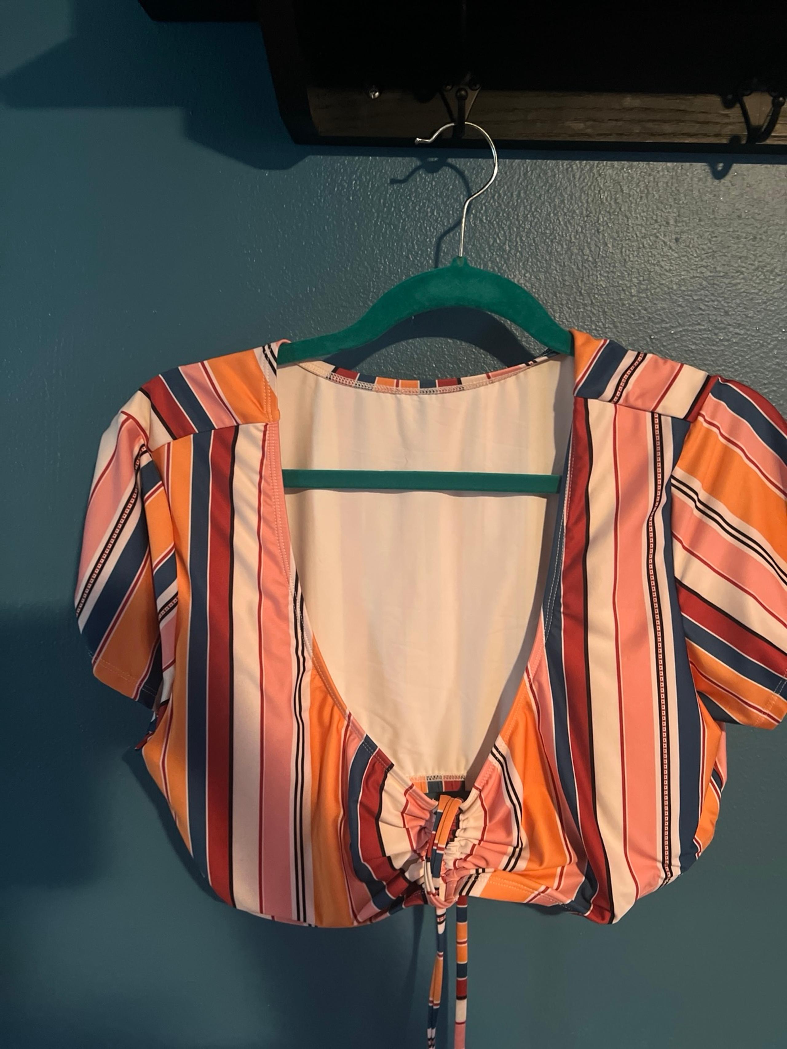 NEW ModCloth Striped cap Shortsleeved Crop top & bottom Size 1X, NWOT