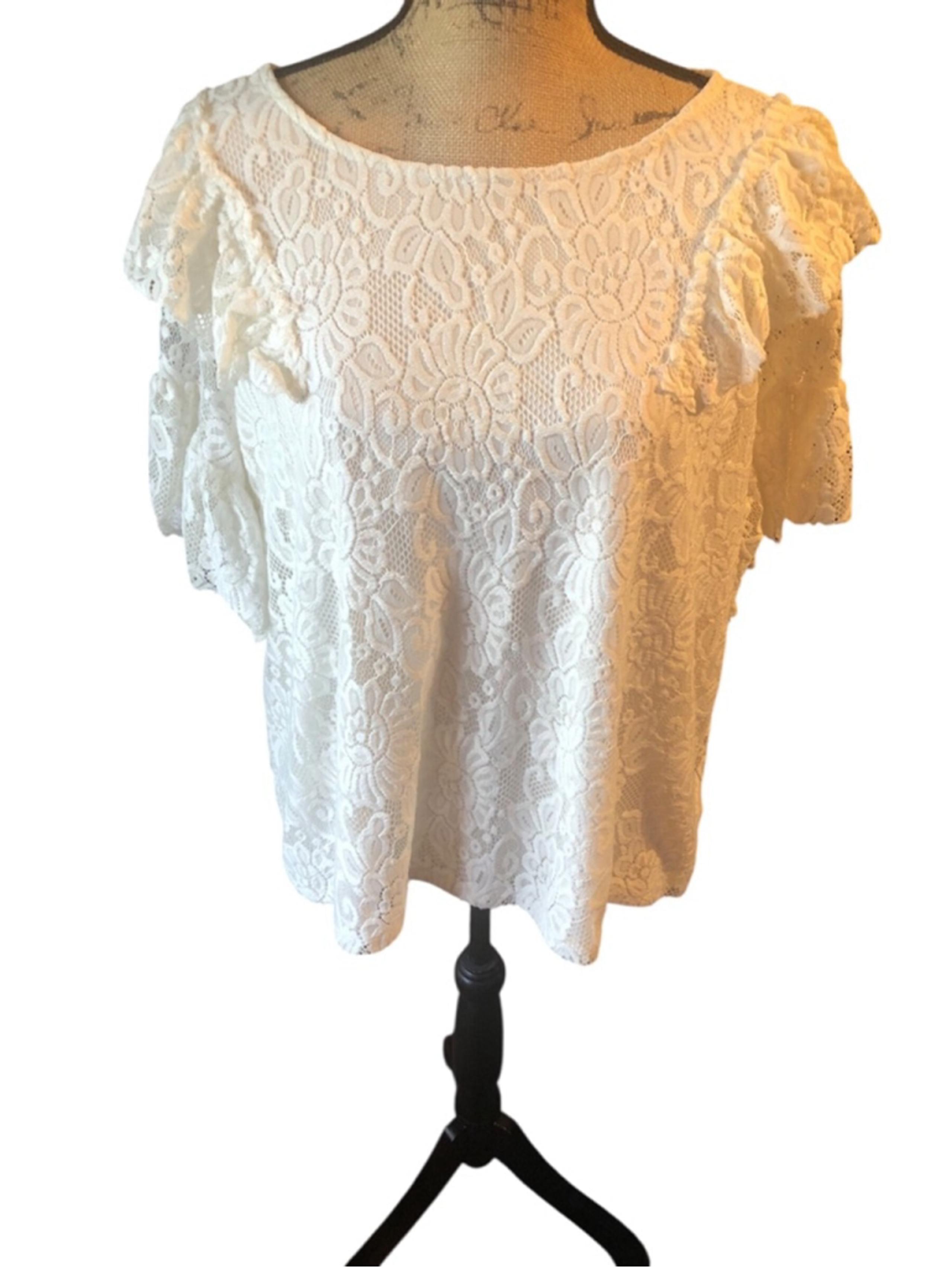 Women's Libby Edelman Lace Top XXL White