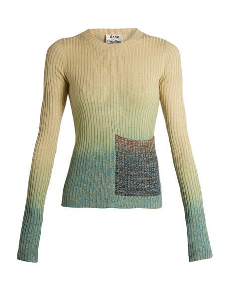Acne Studios Women's Cream and Blue Jumper Size XXS