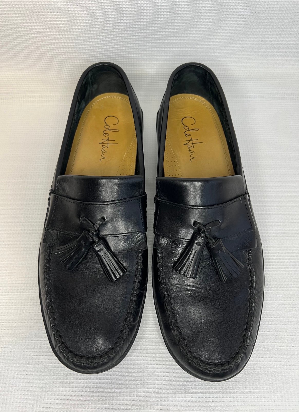 Cole Haan Men's Tassel Loafers Black Leather Slip On Dress Shoe Size 10.5