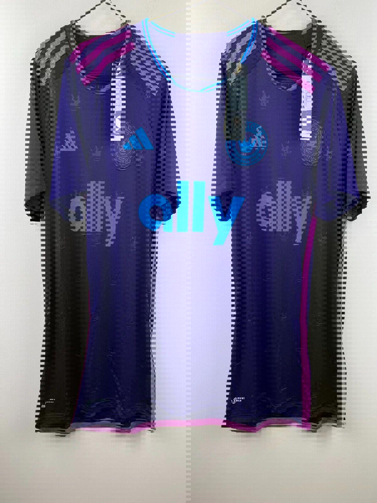 NWT 23/24 Charlotte FC Adidas Women's Away Jersey - Purple - L - MLS Soccer
