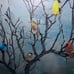 Framed painted canvas