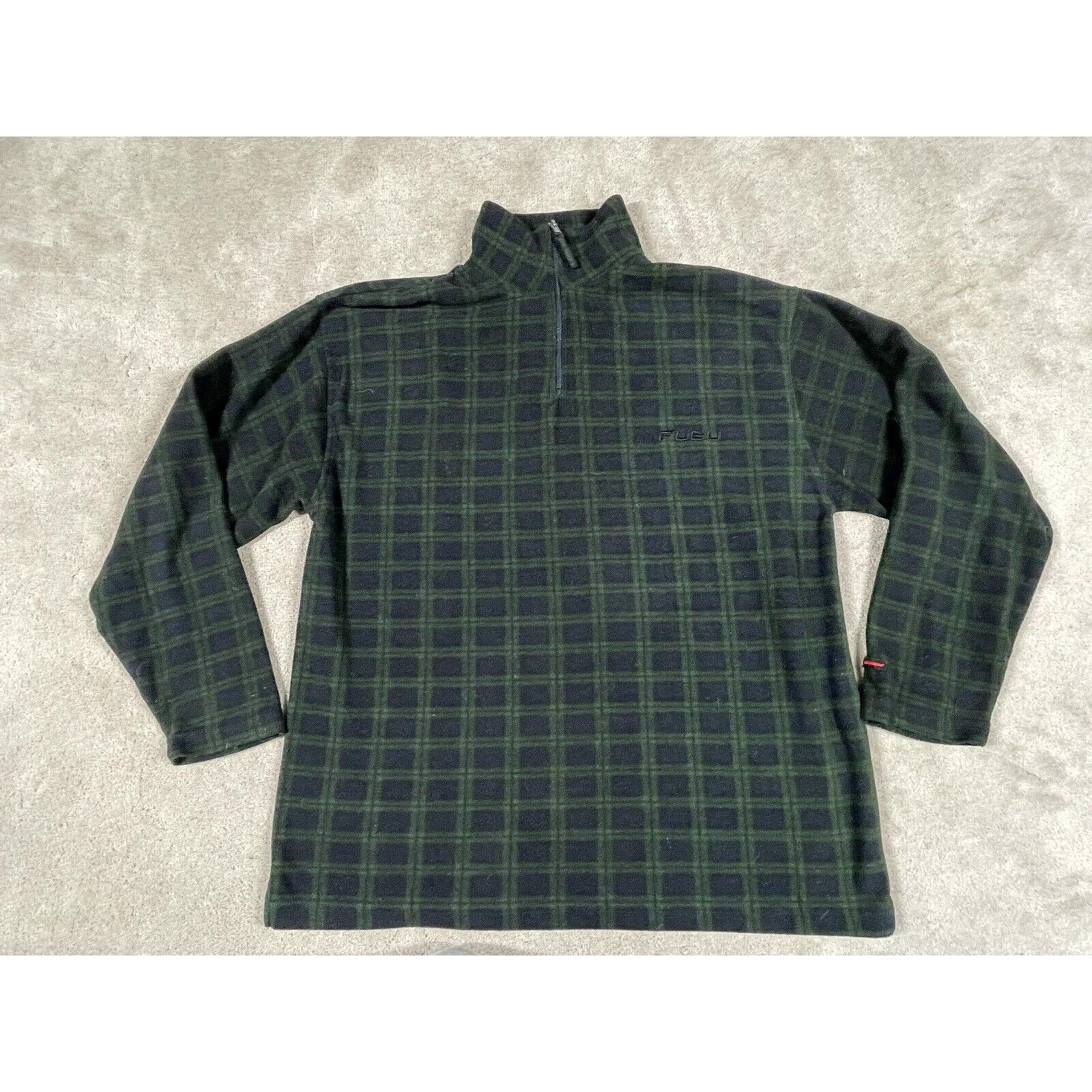 FUBU Sweater Mens L Blackwatch 1/4 Zip Pullover Fleece Vintage 90s