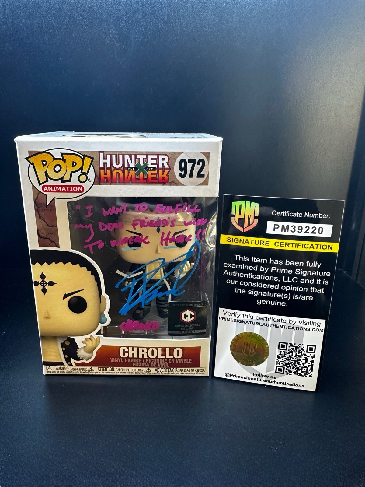 Chrollo funko 972 signed by Robbie Daymond