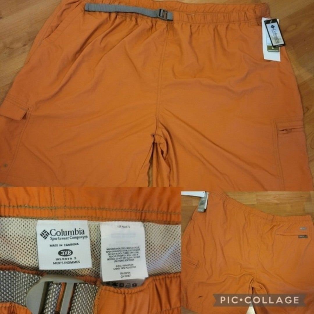 COLUMBIA Big Mens Nylon Cargo Shorts Desert Fire- SIZE 3XB/ 3XL- NWT!