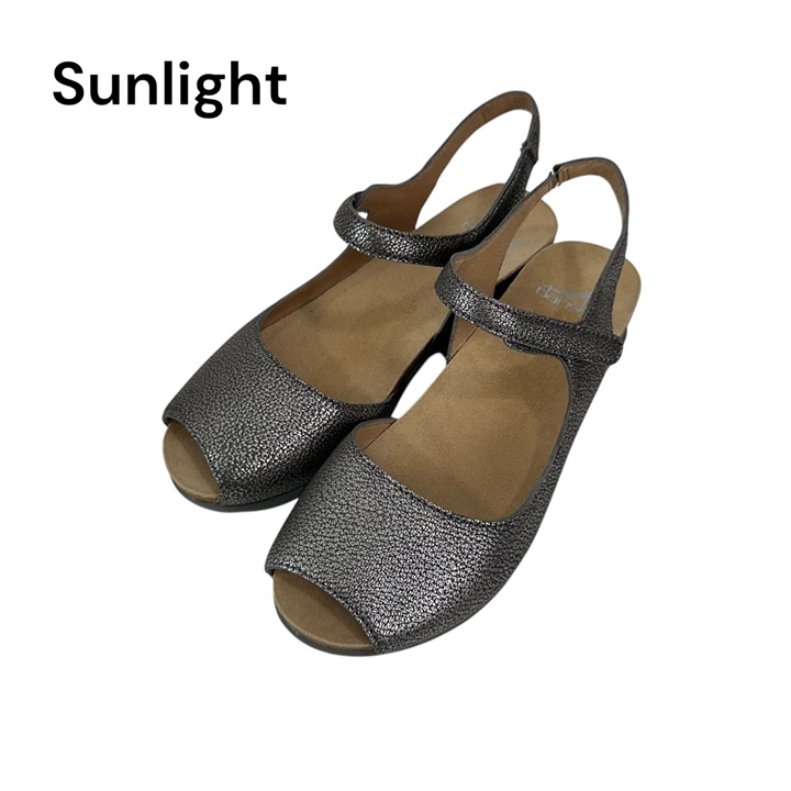 Dansko Women Peep Toe Slingback Sandals Metallic Leather Size 37 Comfort Wedge