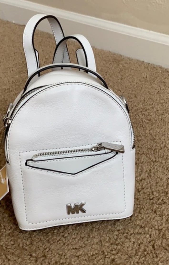 Michael Kors white mini backpack purse