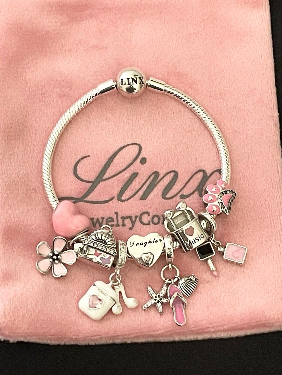 Linx Snake Chain Bracelet with Teen Daughter Themed Charms