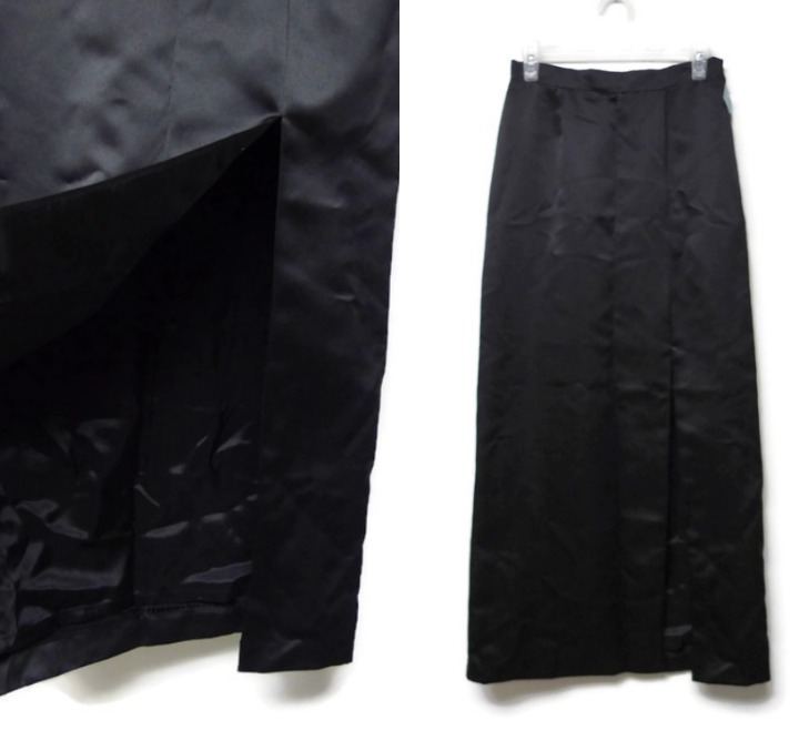VTG Dave & Johnny maxi black poly skirt