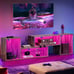 Large LED TV stand for 75 inch TVs, Deformable Media Console Cabinet, OAK