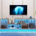 Large LED TV stand for 75 inch TVs, Deformable Media Console Cabinet, OAK