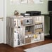 Large LED TV stand for 75 inch TVs, Deformable Media Console Cabinet, OAK
