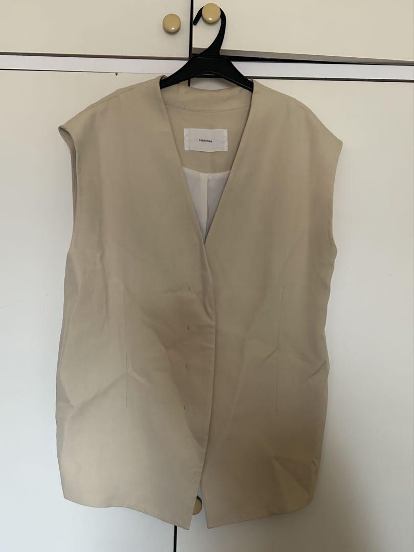Collarless Twill Vest todayful