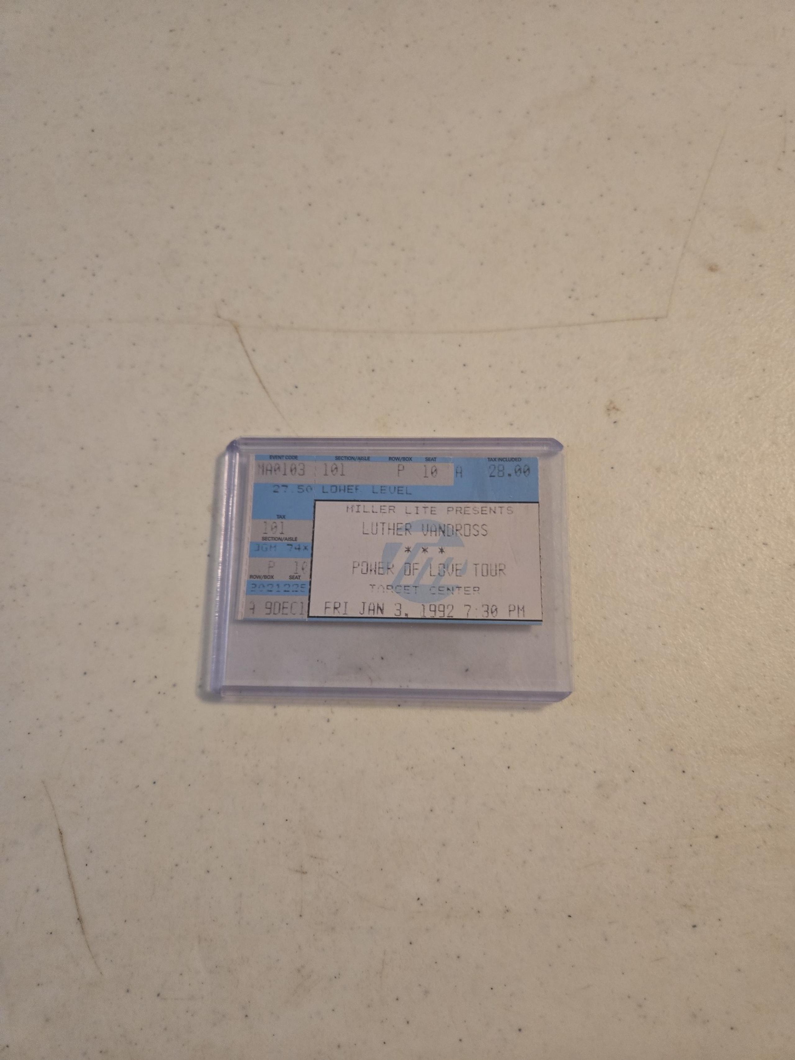 Luther Vandross January 3 1992 Ticket Stub