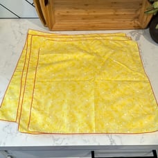 Homemade yellow red white speckled 4 napkins cottagecore grannycore summer