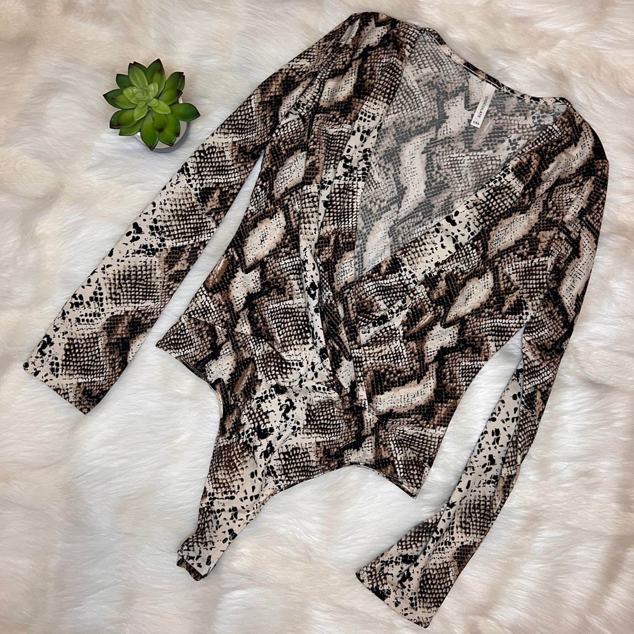 Amazing Lace Boutique | SnakePrint Plunge Bodysuit