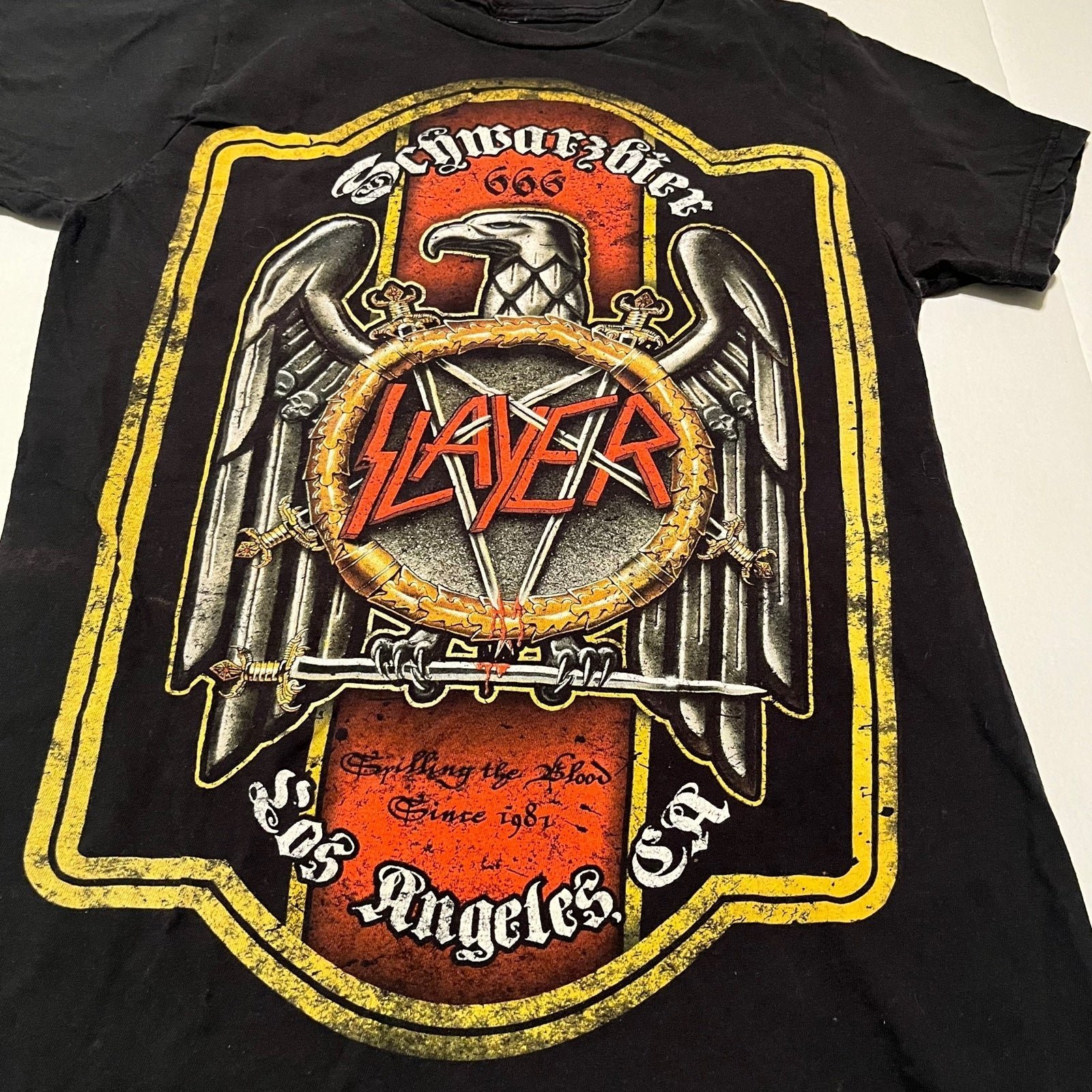 Slayer black approximately size extra small fair condition band t-shirt tee