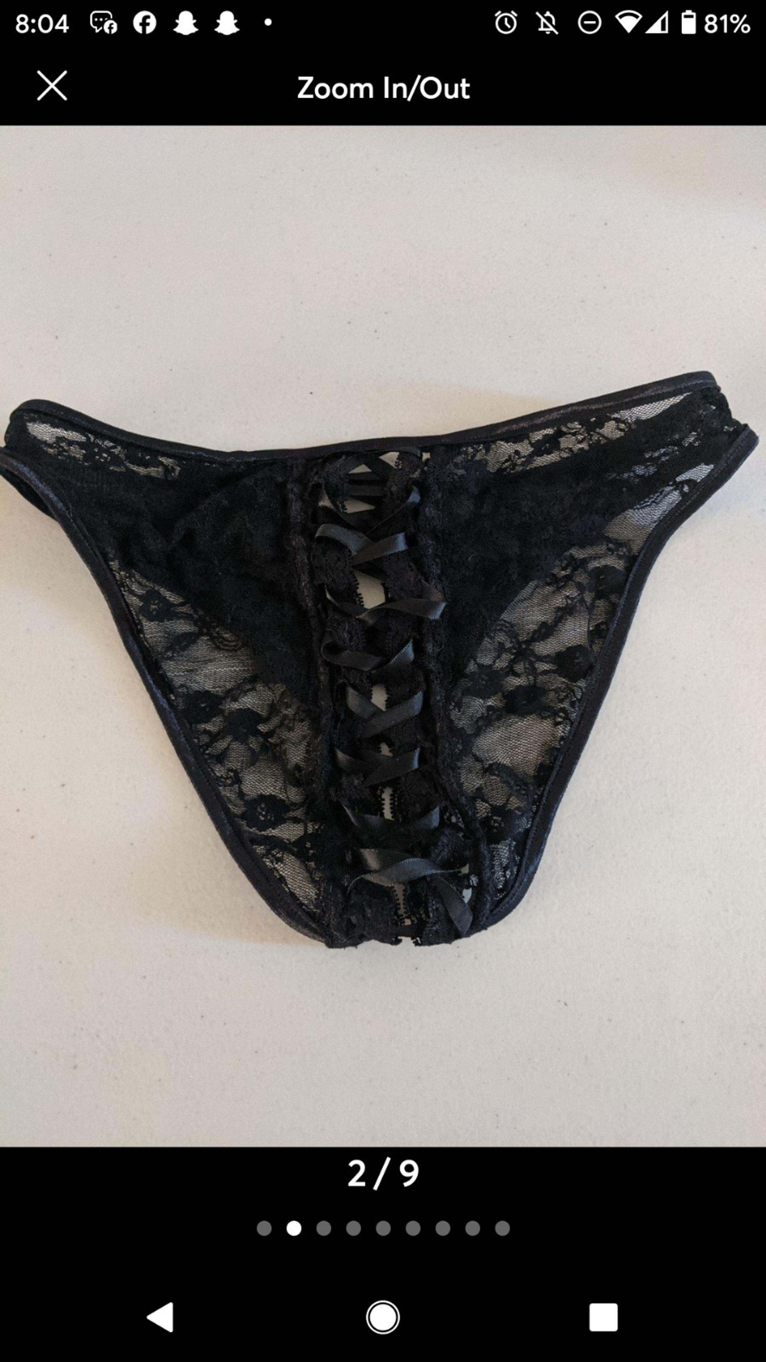 Women's Vintage Victoria's Secret Black Lace Crotchless Panty Coquette Romantic
