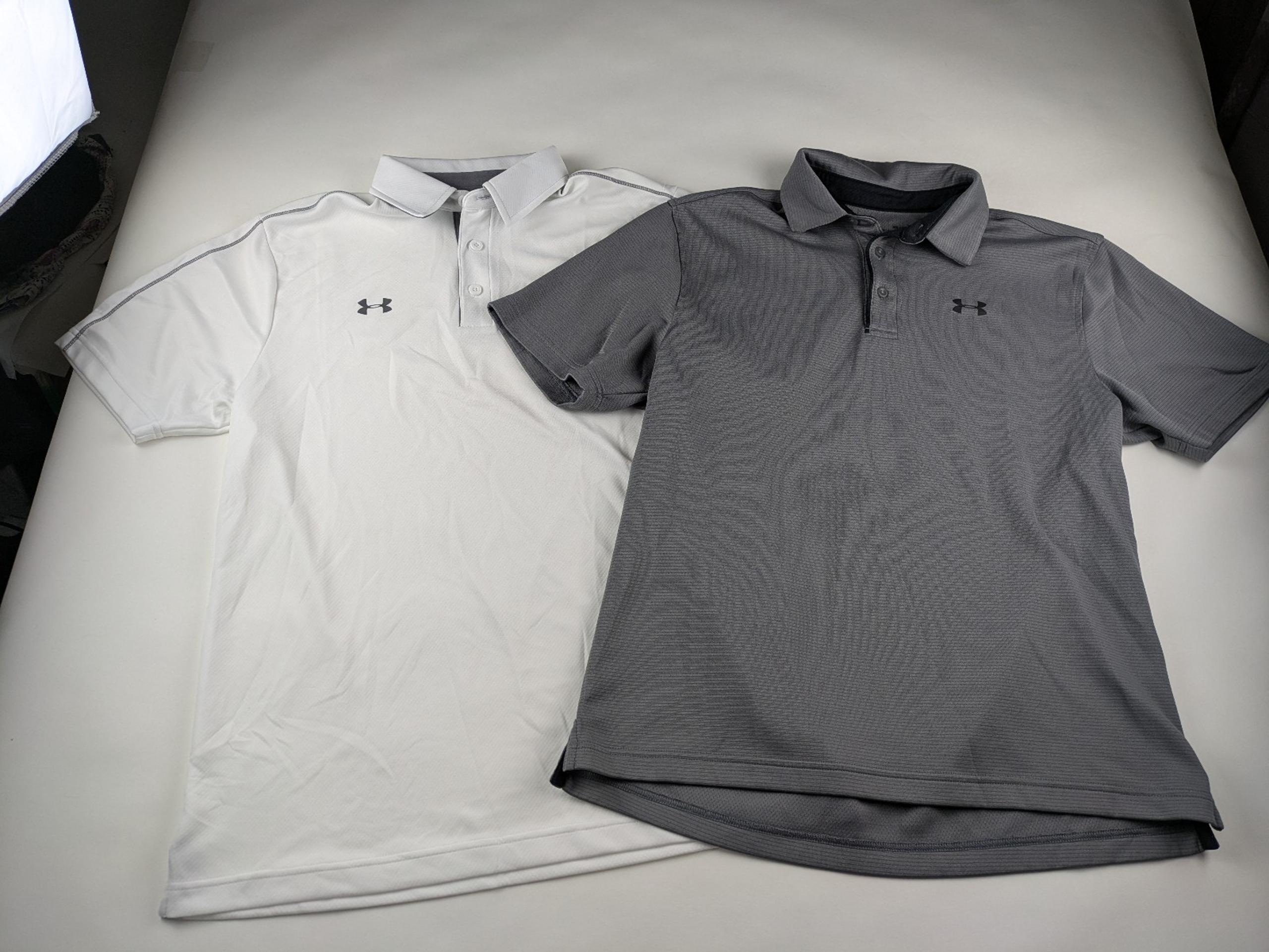 Under Armour Polo Shirts White & Gray Mens Medium
