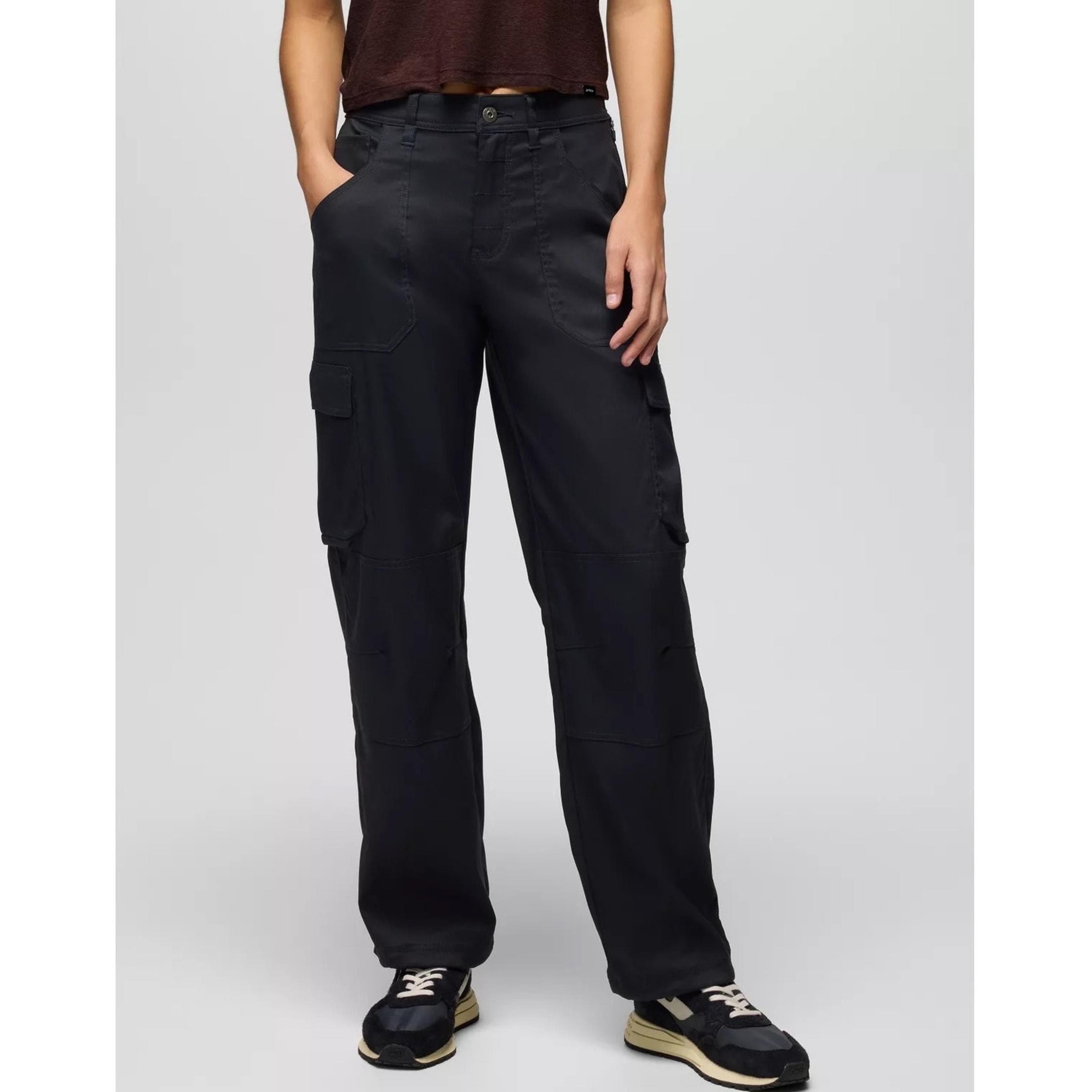 Prana Stretch Zion Cargo Pant Women's 2 Black 31" Inseam Relaxed Straight Leg