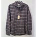 NWT BORRIELLO NAPOLI Gray Blue Plaid Shirt Cotton / Wool Italy Size 15 3/4 40