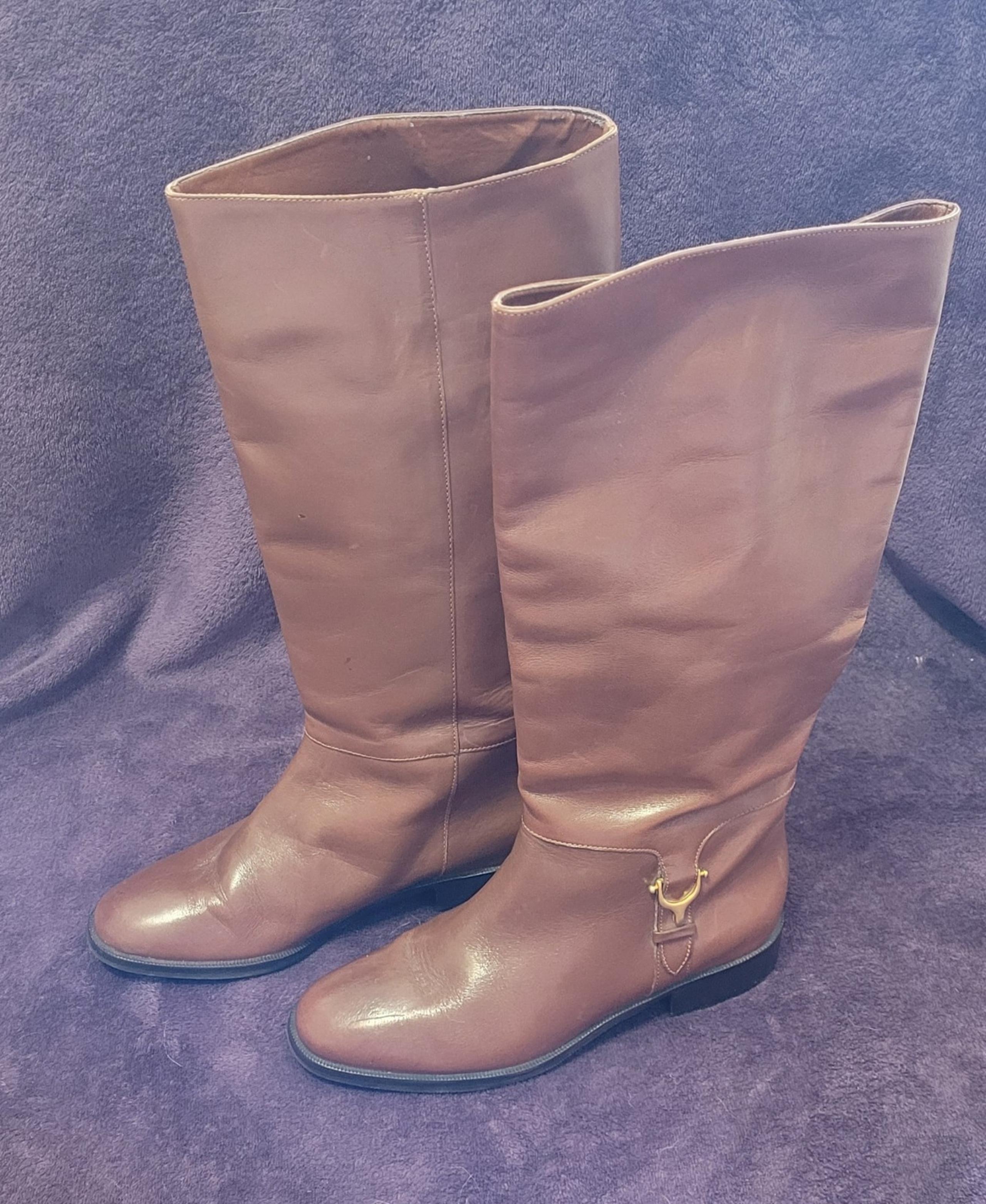 Women’s ETIENNE AIGNER Brown Leather Derby Equestrian Riding Boots Size 6M