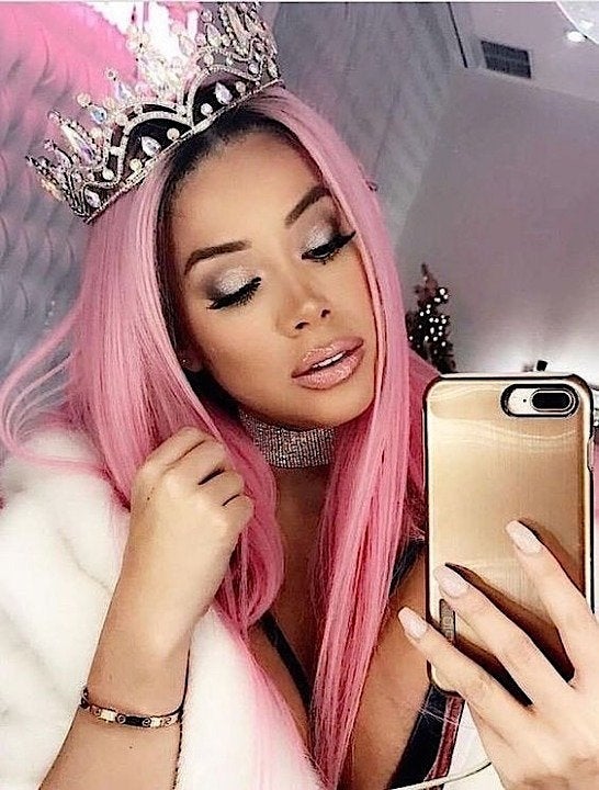 sexyslayqueen pink lace wig brown roots