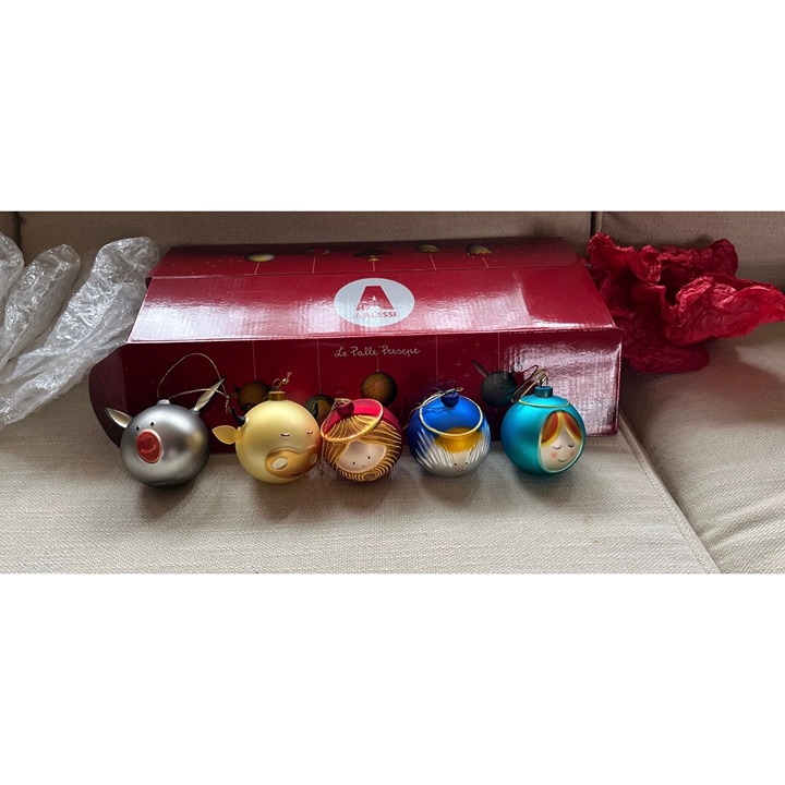 Handmade Christmas Ornament Alessi Christmas Bauble Blown Glass Box of 5