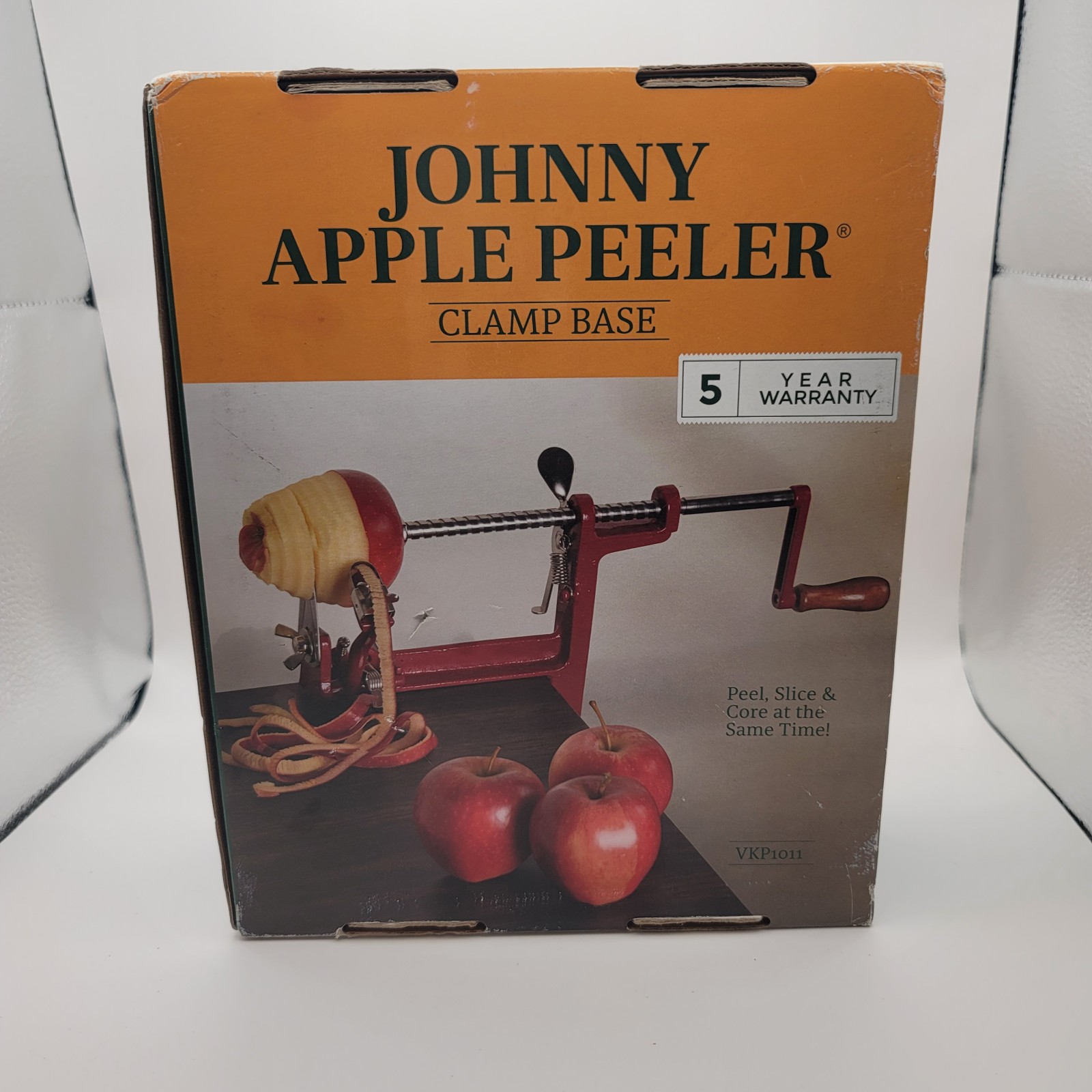 Johnny Apple Peeler (VKP1011), Clamp Base, Stainless Steel Blades, Red