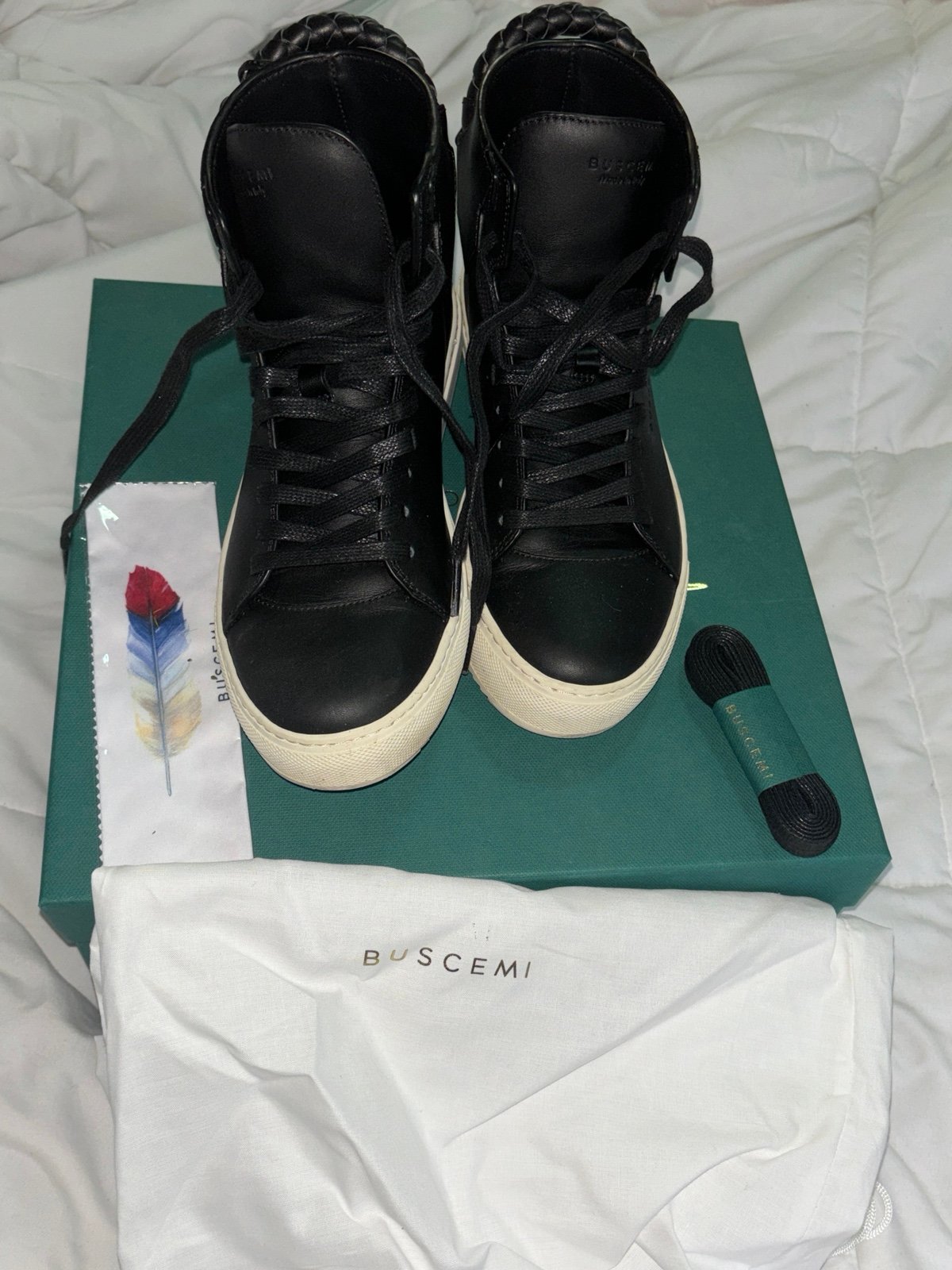 Buscemi WoMen's Black 125MM Leather High-Top Sneakers Shoes Size US 7