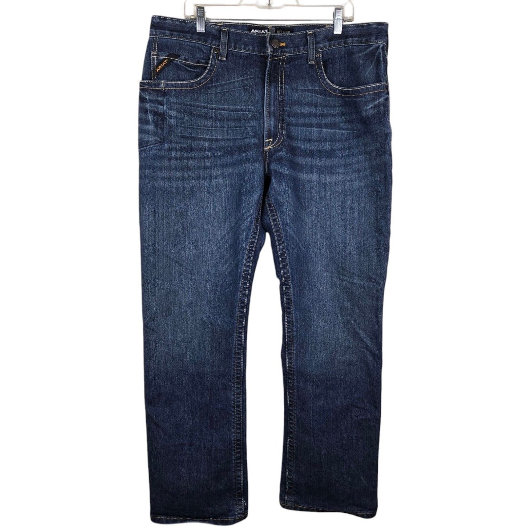Ariat Jeans Mens 38 X 32 Blue Denim M4 Rebar Relaxed Boot Cut Durastretch Bodie