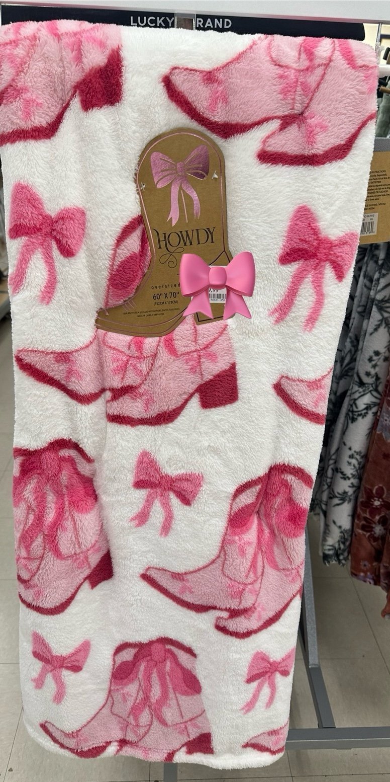 Howdy Pink Cowboy Boot Blanket