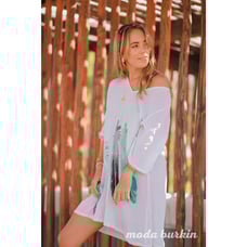 NWT✨T. ZOVICH Tunic Top White/Feathers L