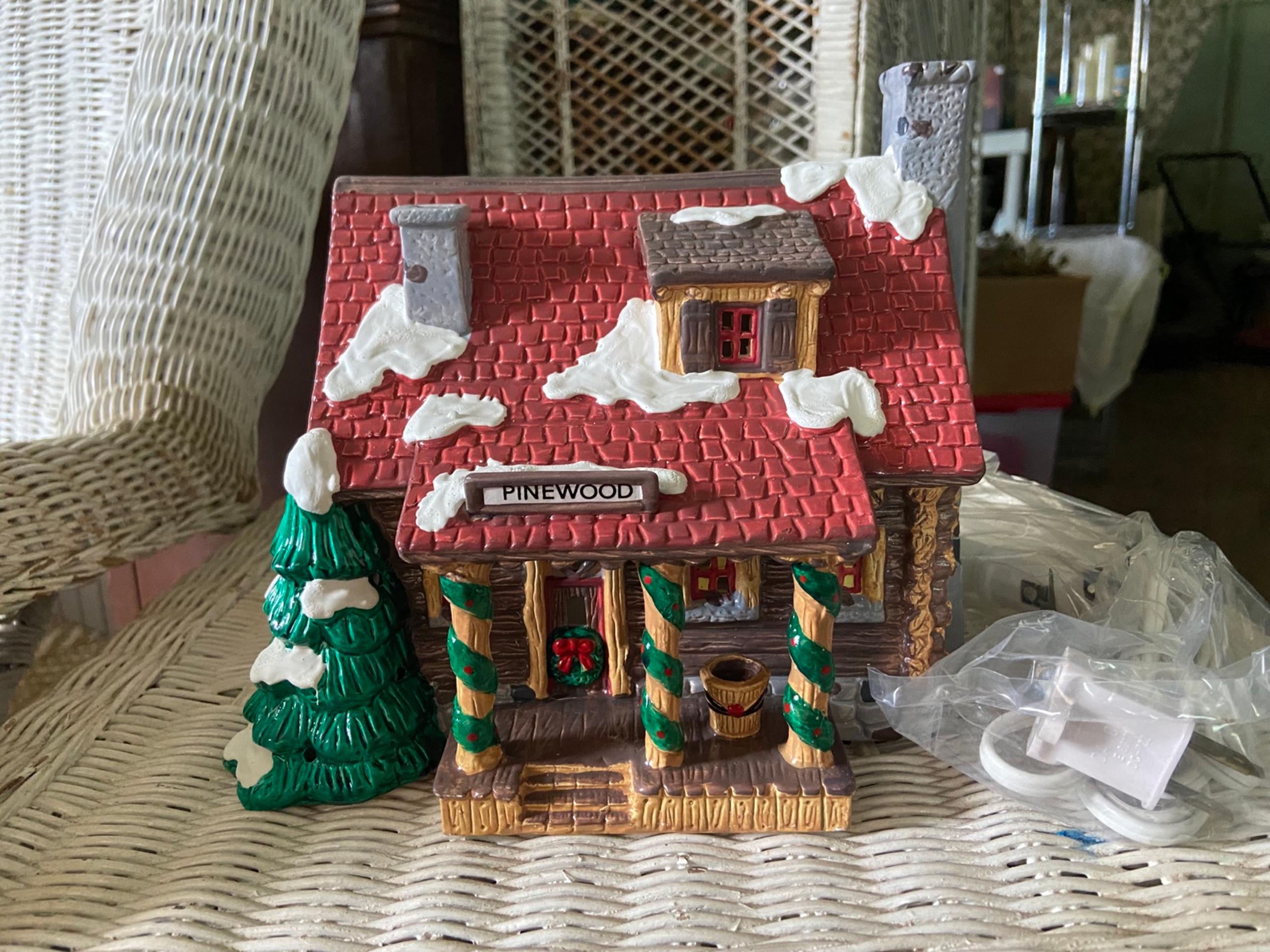 Department 56 Snow Village Pinewood Log Cabin Christmas Decor