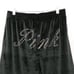 Victorias Secret Large Velour Shine Logo Wide Leg Pants Lounge Black Bling Cozy