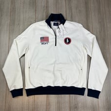 Polo Ralph Lauren 1/4 Zip Sz L 2014 Olympics White USA Made NEW *stains