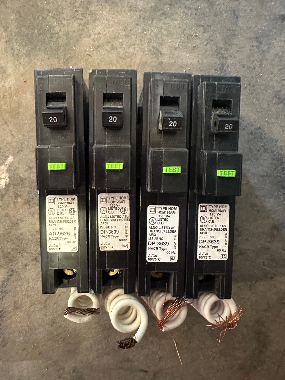 20 amp Square D HOM arc fault breaker