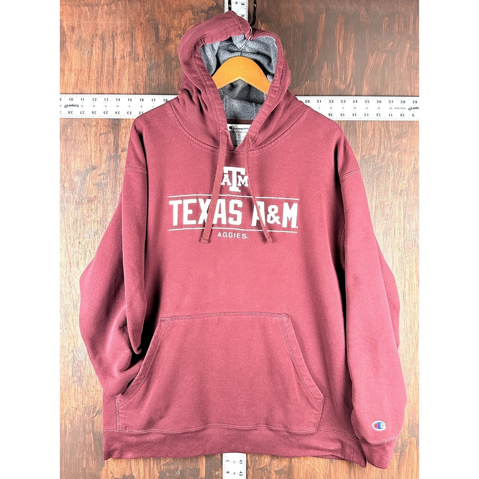 Texas A&M Aggies Champion Embroidered Pullover Hoodie Red White Mens XL NCAA ATM