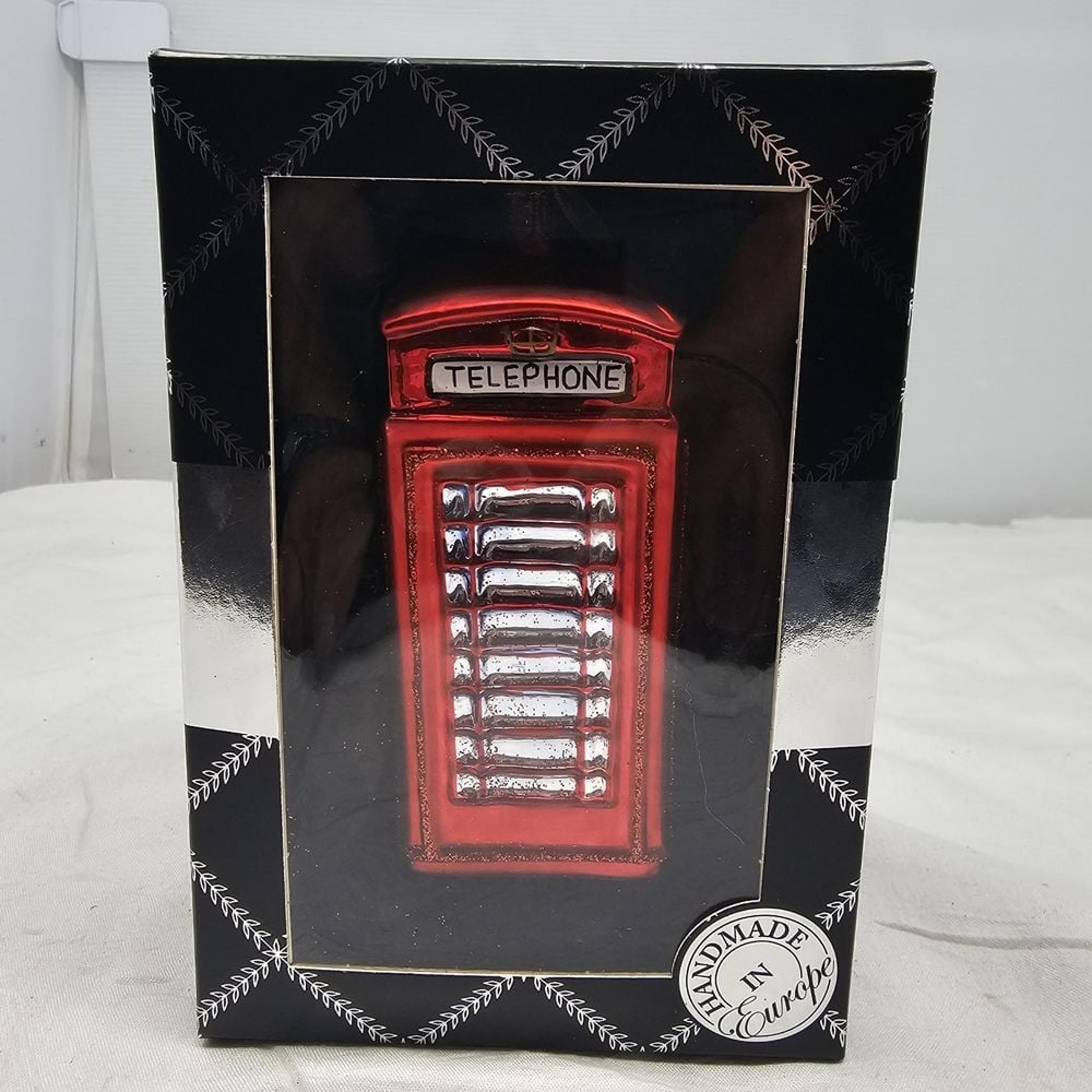 Rare Brink Nordic Christmas Ornament British Telephone Booth Red Blown Glass New