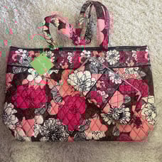 Vera Bradley Mocha Rouge Tote and Wallet NWT
