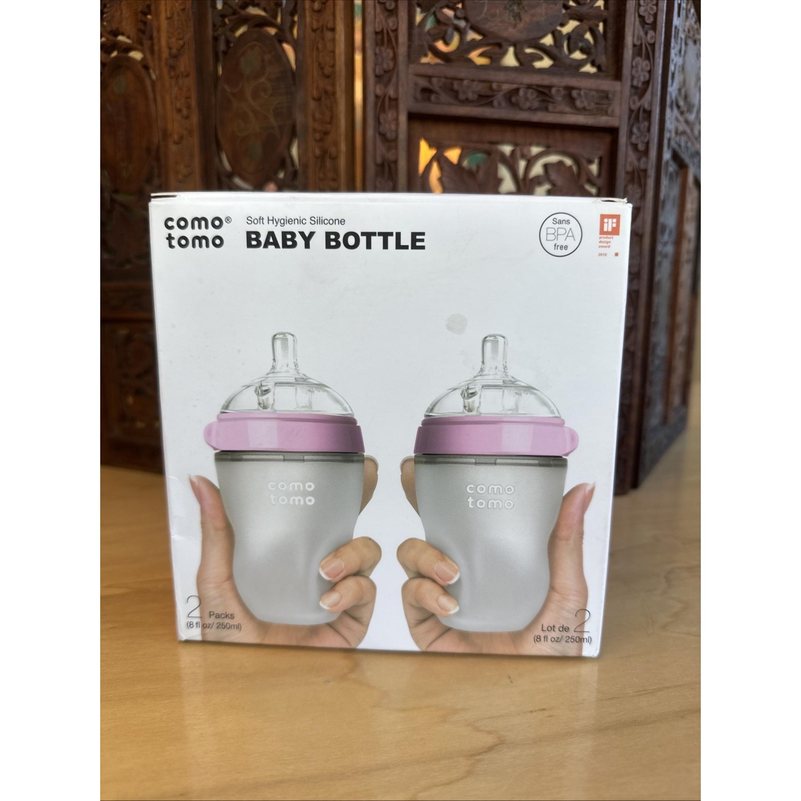 Comotomo Baby Bottle Set, Pink - 8oz (2 Pack) Soft Silicone New BPA FREE