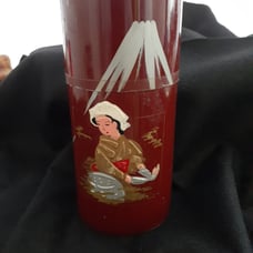 Antique Rare Japanese Rice Tin Container 1942 w/ Woman Chef WWII WW2