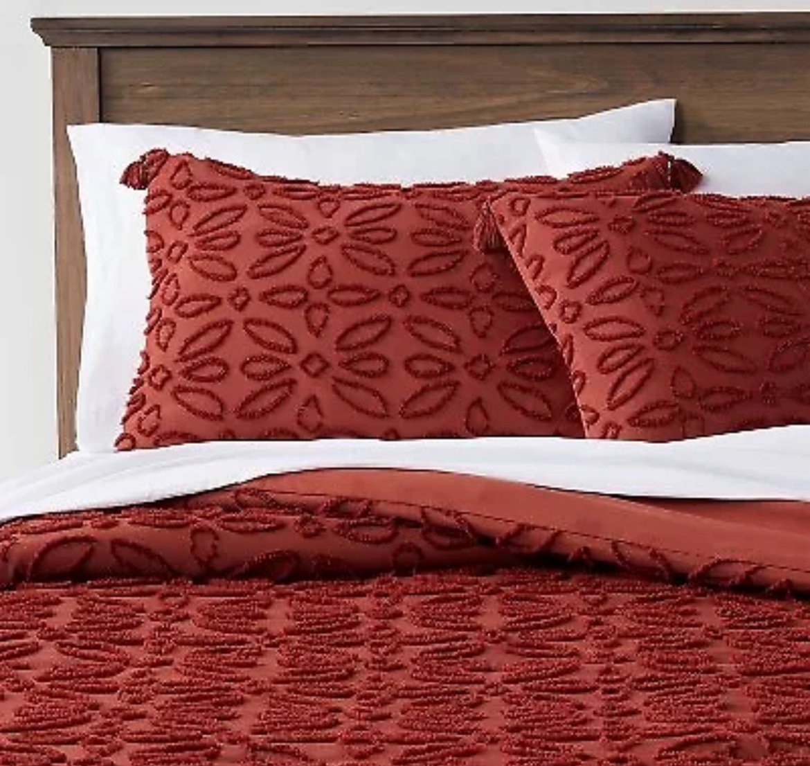 7pc Queen Clipped Jacquard Comforter & Sheet Set Terracotta Pink - Threshold