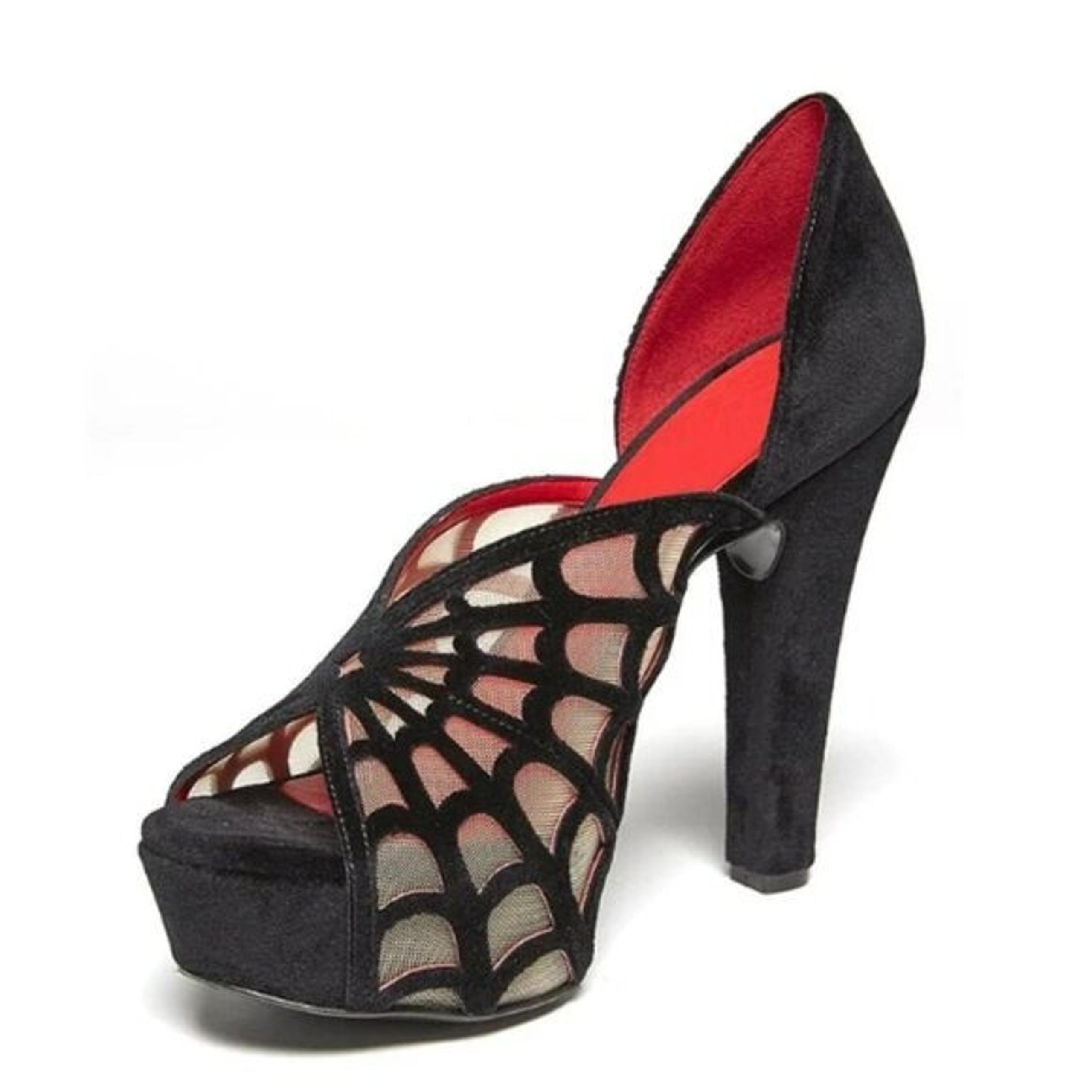 FSJ Black Women's Peep Toe Halloween Vegan Suede Platform Heels Pumps