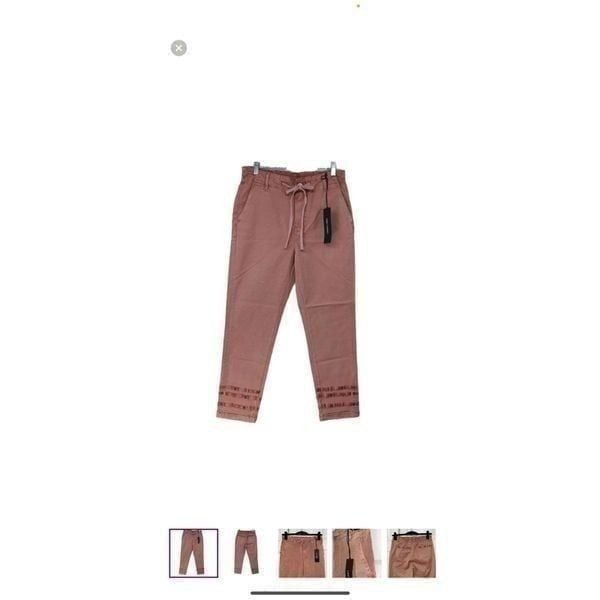 Driftwood Mauve Embroidered Stitch Cuffed Leg Pants(Size Small)