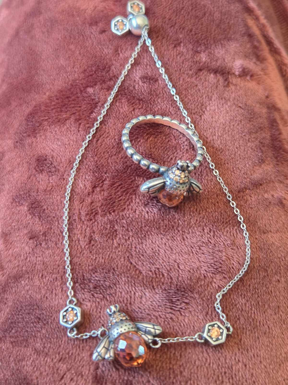 Bee bracelet and ring set 925 sterling silver
