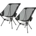 2 large, lightweight compact camping chairs-black mesh