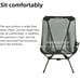 2 large, lightweight compact camping chairs-black mesh